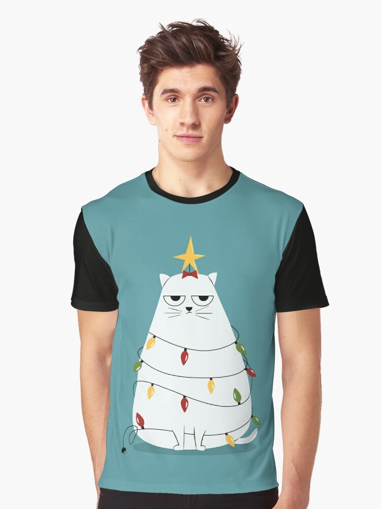 Grumpy Christmas cat graphic on a t-shirt - Men