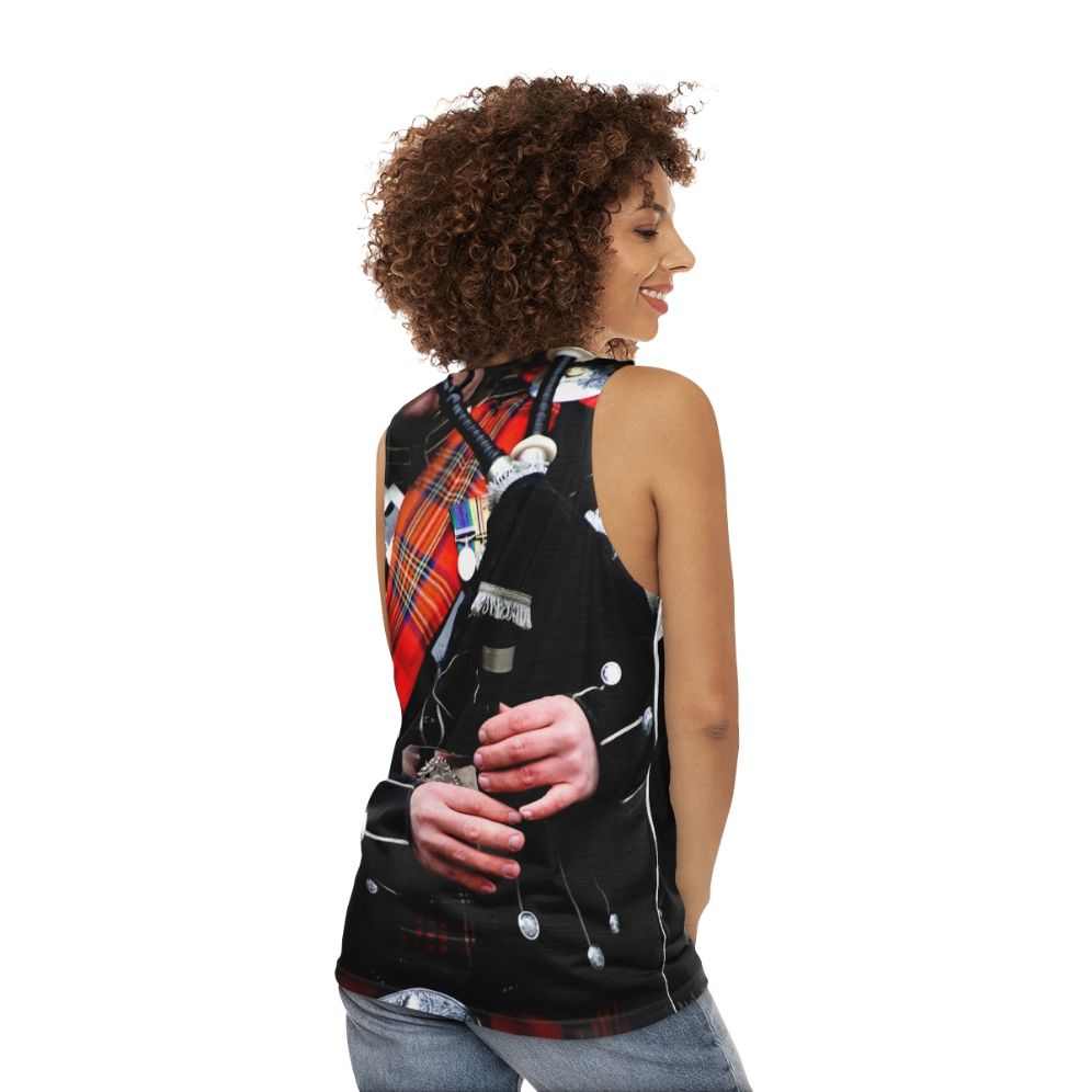 Unisex tank top with a bagpipe design - women back