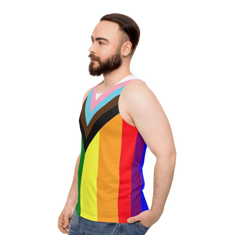 Unisex progress pride flag tank top - men side