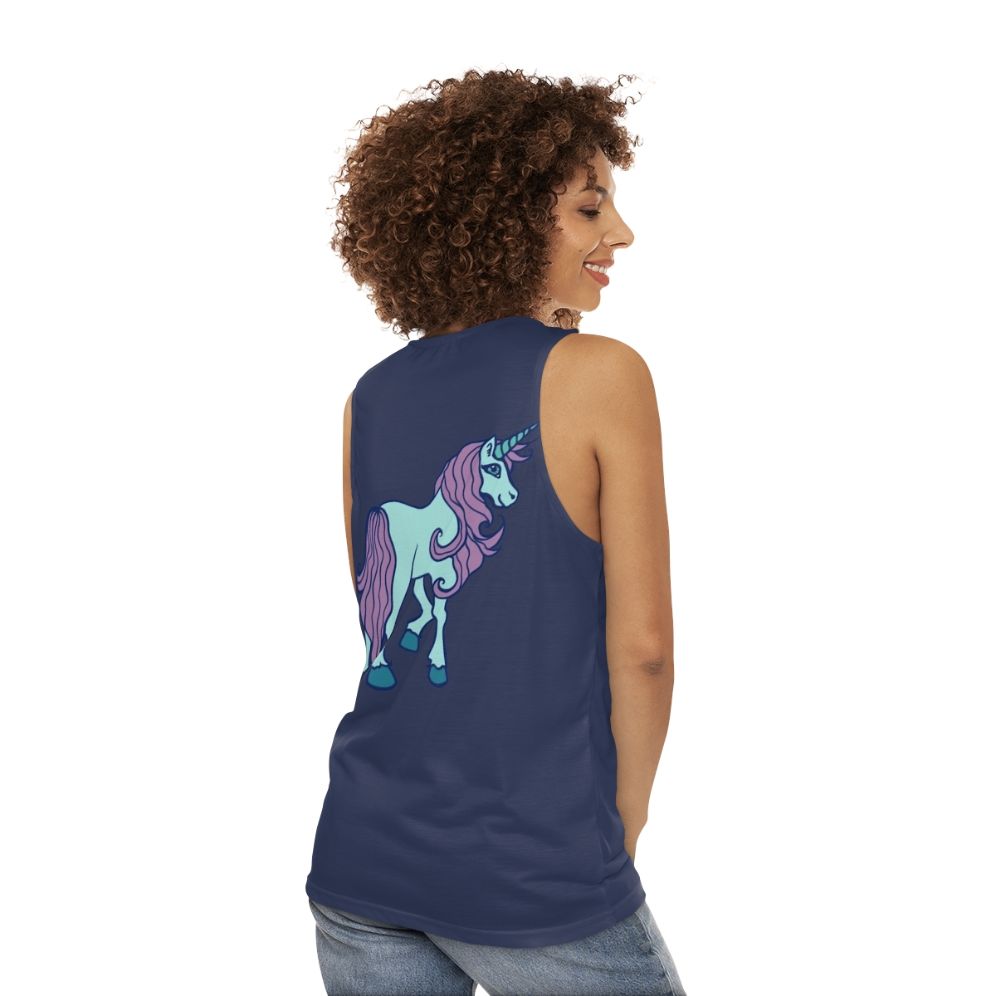 Unicorn unisex tank top with a cute and sweet unicorn design - women back