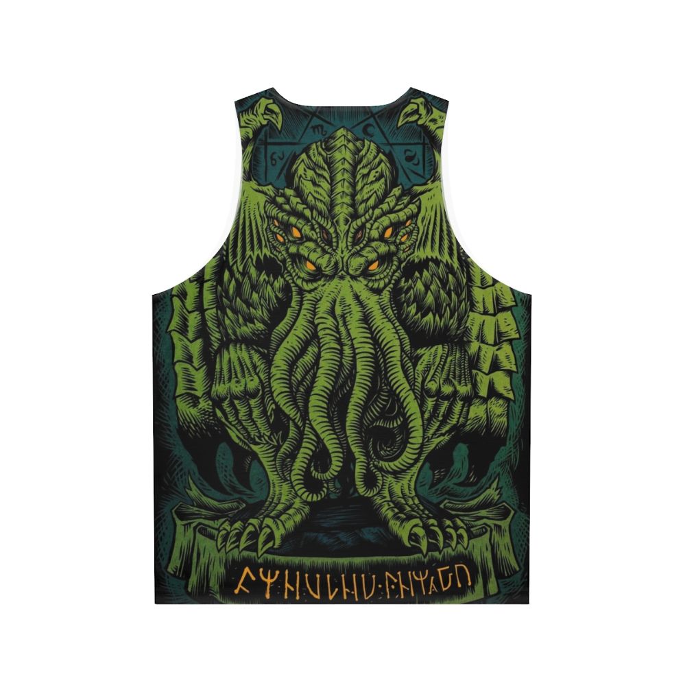 Unisex Tank Top with Cthulhu and Lovecraft Inspired Design - Back