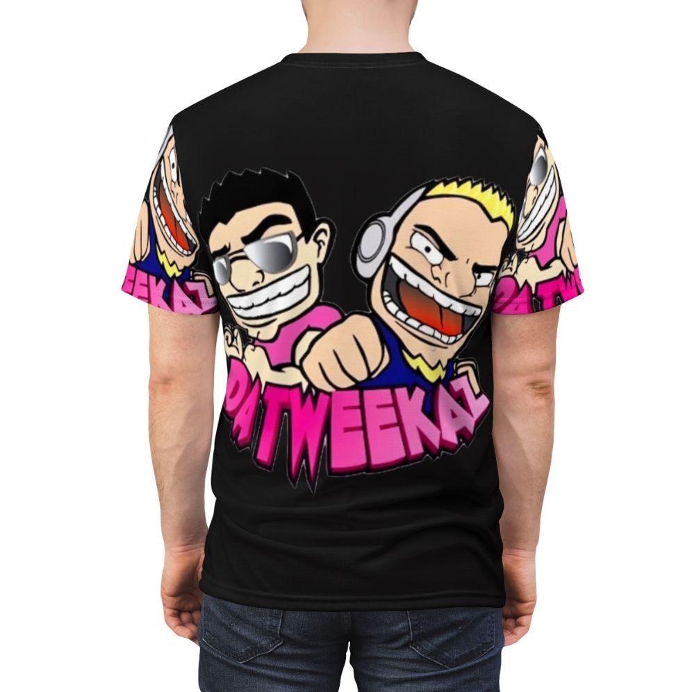 Datweekaz inspired T-shirt with electronic dance music and festival fashion design - men back