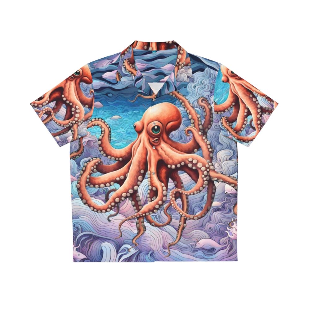 Abstract octopus Hawaiian shirt with colorful tropical pattern