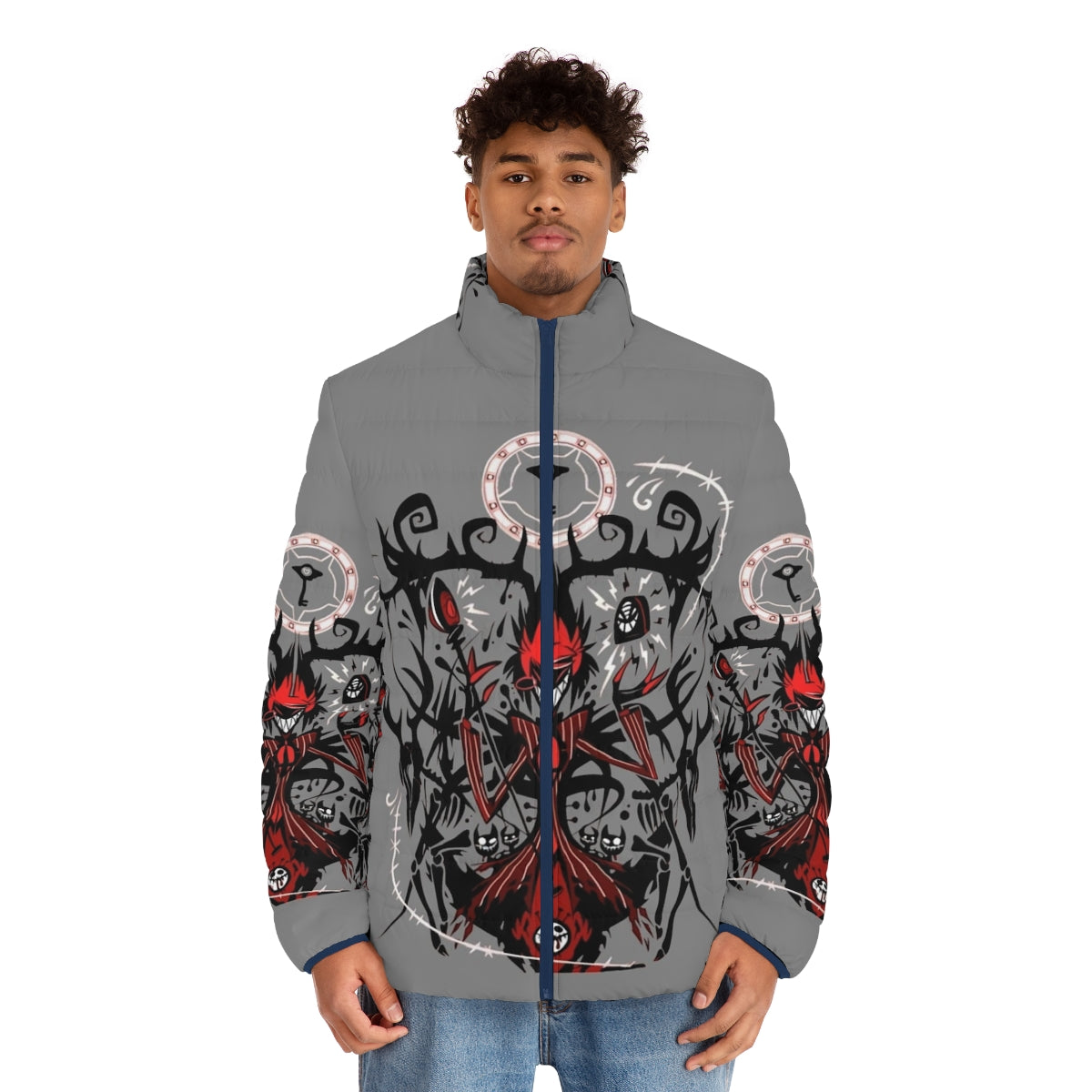 Hazbin Hotel Alastor Puffer Jacket with Anime Style Design - men front