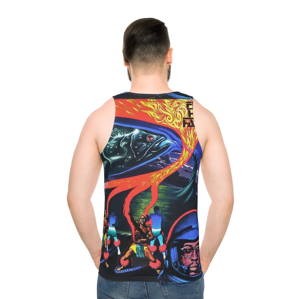 Unisex tank top with Flood album cover art - men back