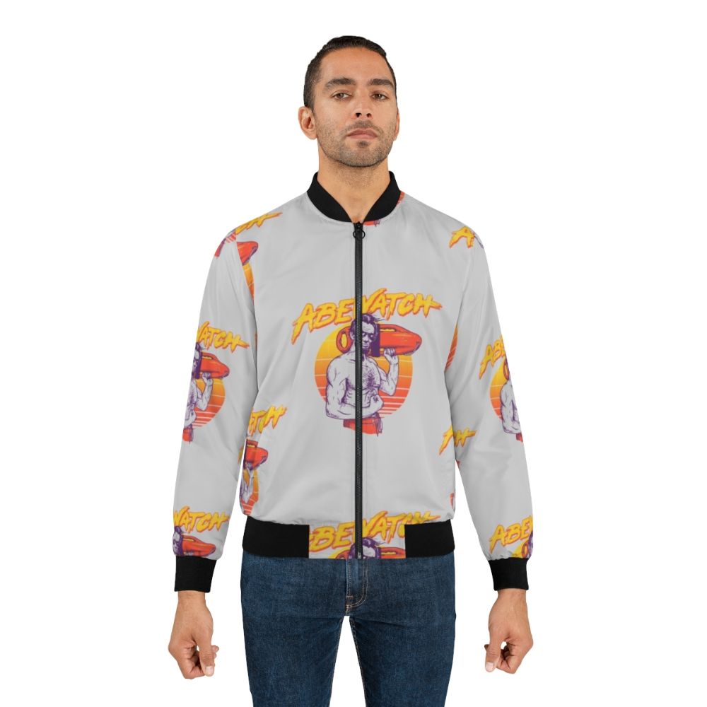 Abewatch Retro Bomber Jacket featuring an Abraham Lincoln inspired design - Lifestyle