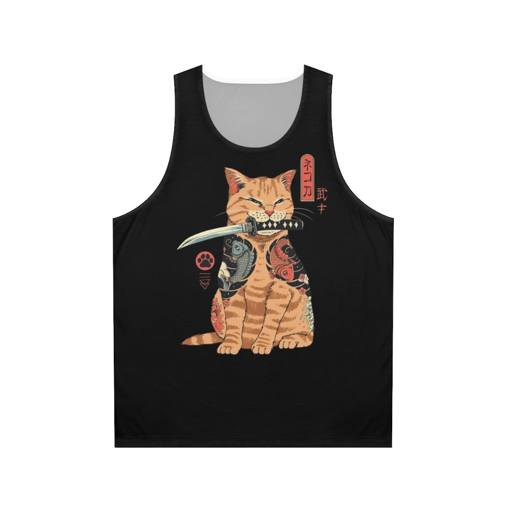 Catana Unisex Tank Top with Japanese-Inspired Cat Design