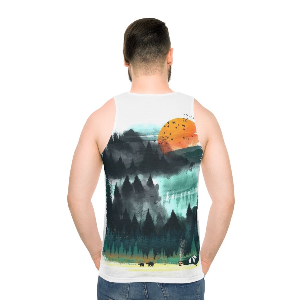 Watercolor wilderness unisex tank top - men back