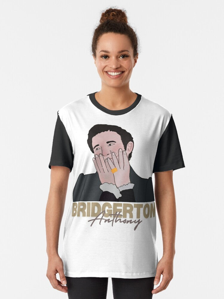 Graphic t-shirt featuring Anthony Bridgerton, a character from the Netflix series Bridgerton. - Women