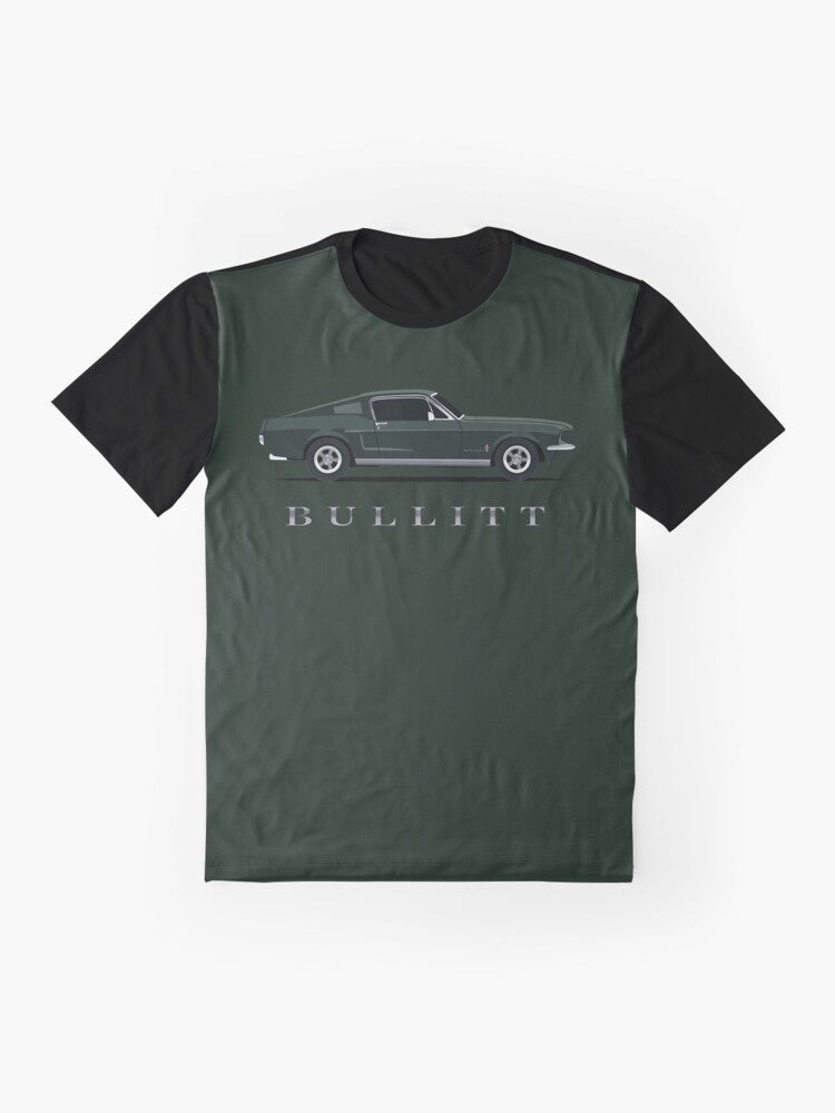 Mustang Bullitt Graphic T-Shirt featuring the iconic American muscle car design - Flat lay