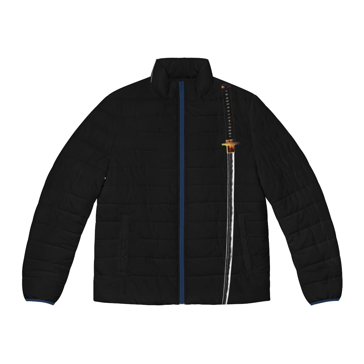 Samurai sword puffer jacket with katana design