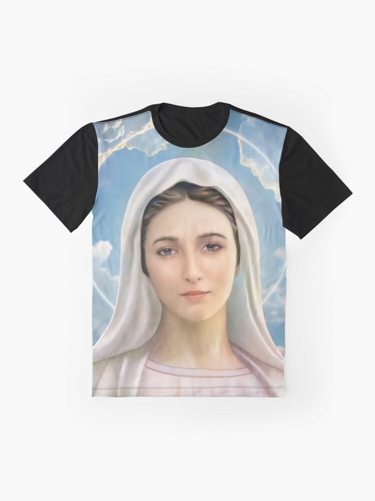 Virgin Mary, Mother of God, Our Lady of Medjugorje Graphic T-Shirt - Flat lay