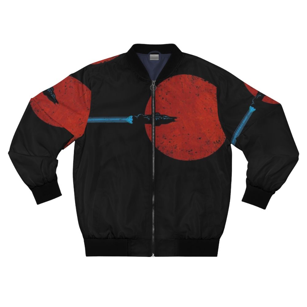 The Expanse-inspired bomber jacket featuring a space-themed design with Mars in the background.