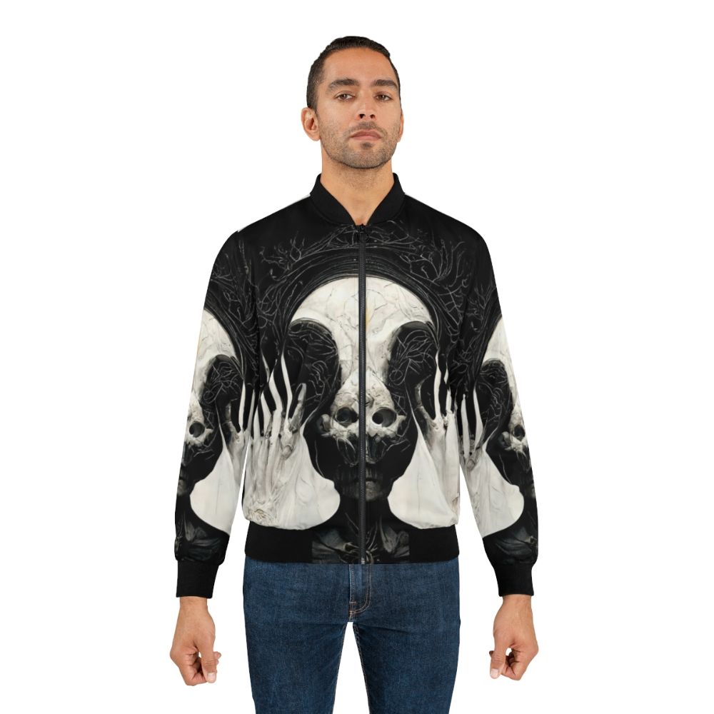 HR Giger Necronomicon Bomber Jacket featuring dark, fantasy AI-generated artwork - Lifestyle