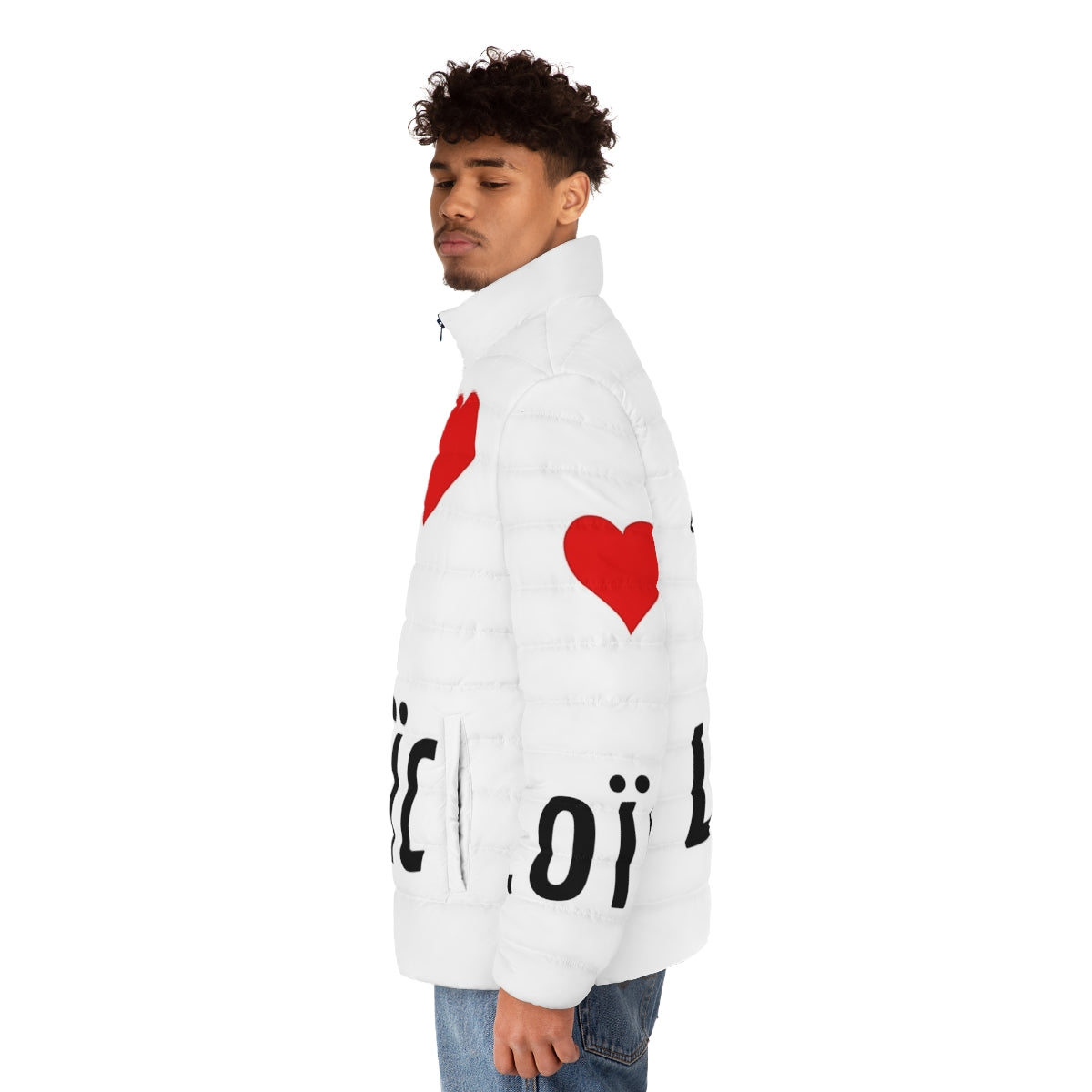 I Love Loic Puffer Jacket with Focus Keyword "i love loic puffer jacket" - men side left