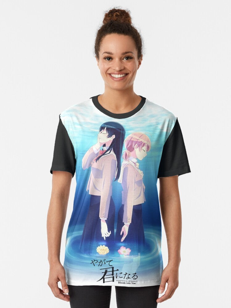 Bloom Into You - Yagate Kimi ni Naru anime-inspired graphic t-shirt featuring characters Yuu Koito and Touko Nanami - Women