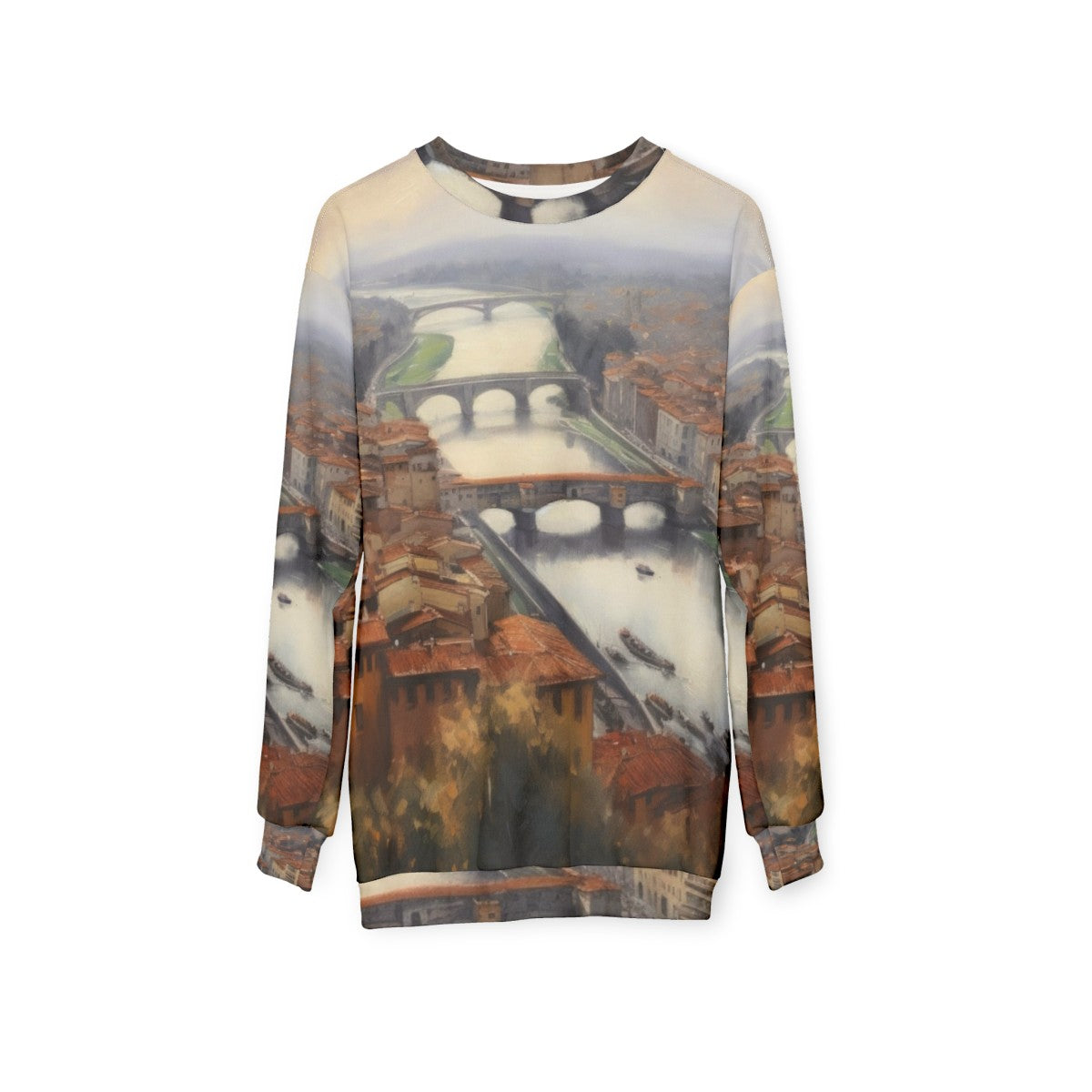 Florence Italy Sweatshirt with Cathedral and Landscape Artwork - hanging