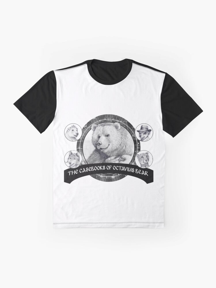 Casebooks of Octavius Bear Graphic T-Shirt featuring a stylized image of Octavius Bear - Flat lay