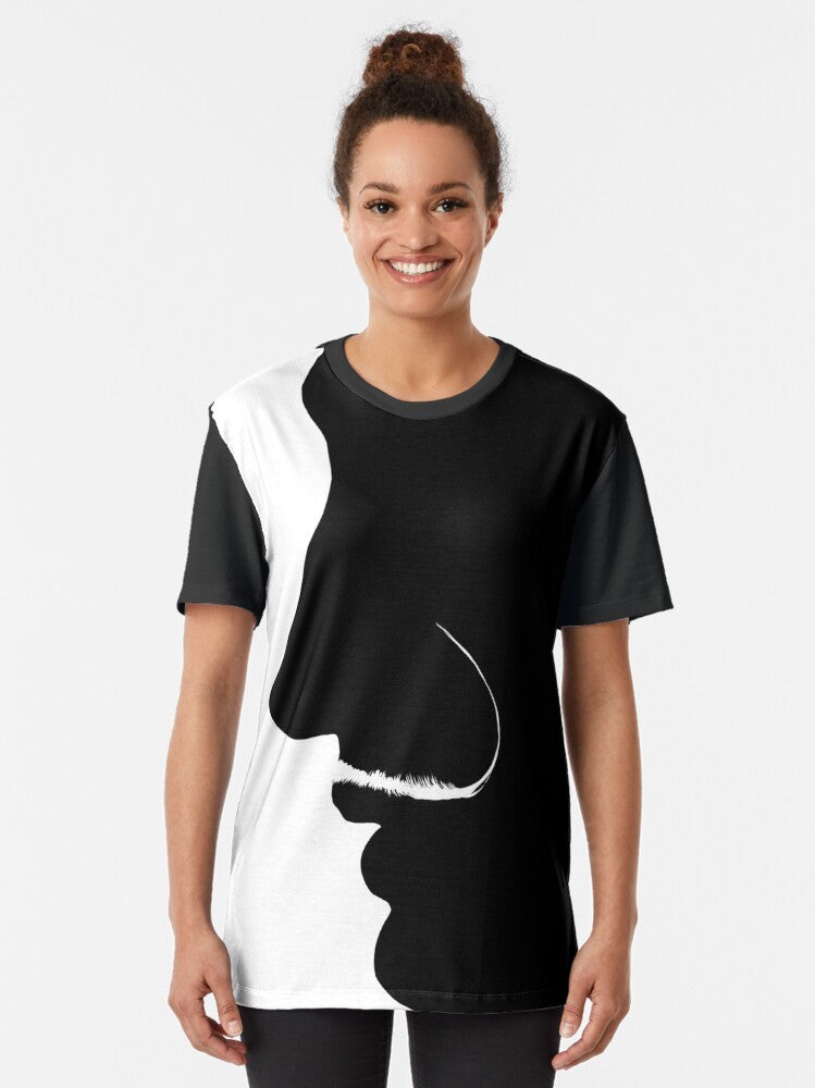 Salvador Dali black and white portrait graphic tee - Women