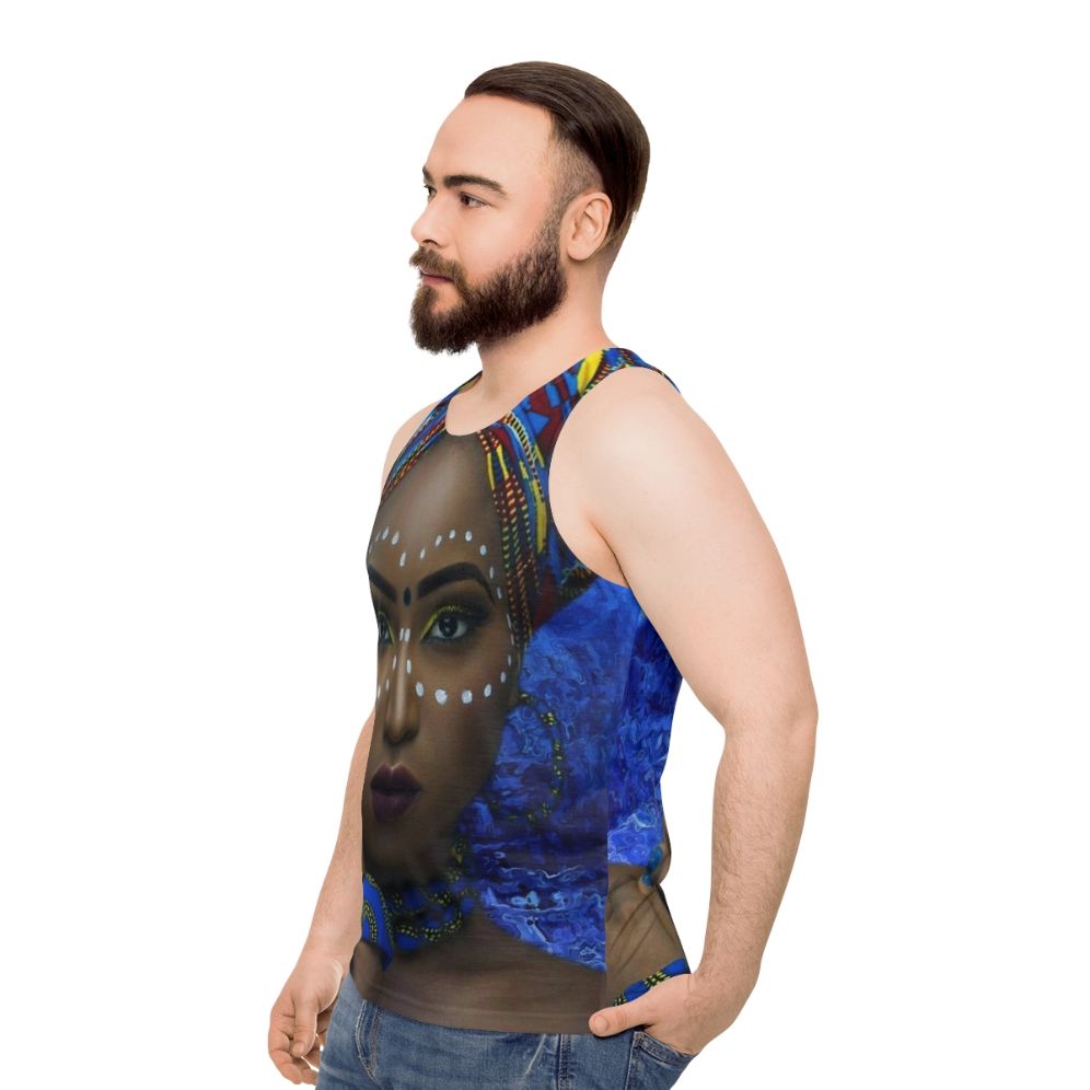 Elegant African Queen Unisex Tank Top - men side