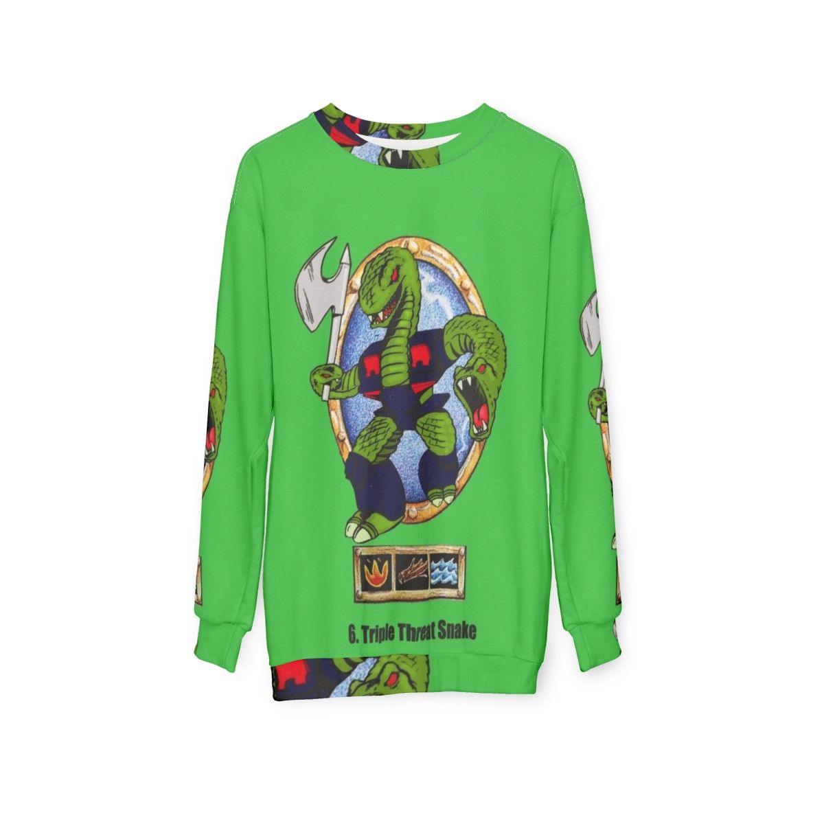 Battle Beasts 80s-style sweatshirt featuring vintage action figure graphics - hanging