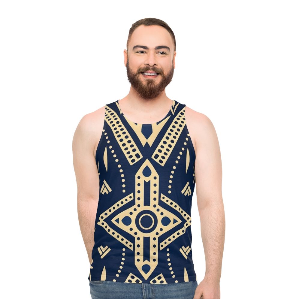 Unisex tank top featuring a traditional African mud cloth pattern - men