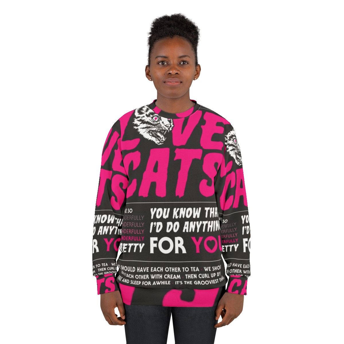 Love Cats Gothic Punk Rock Sweatshirt - women