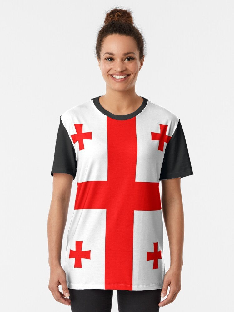 Georgian flag graphic printed on a t-shirt - Women