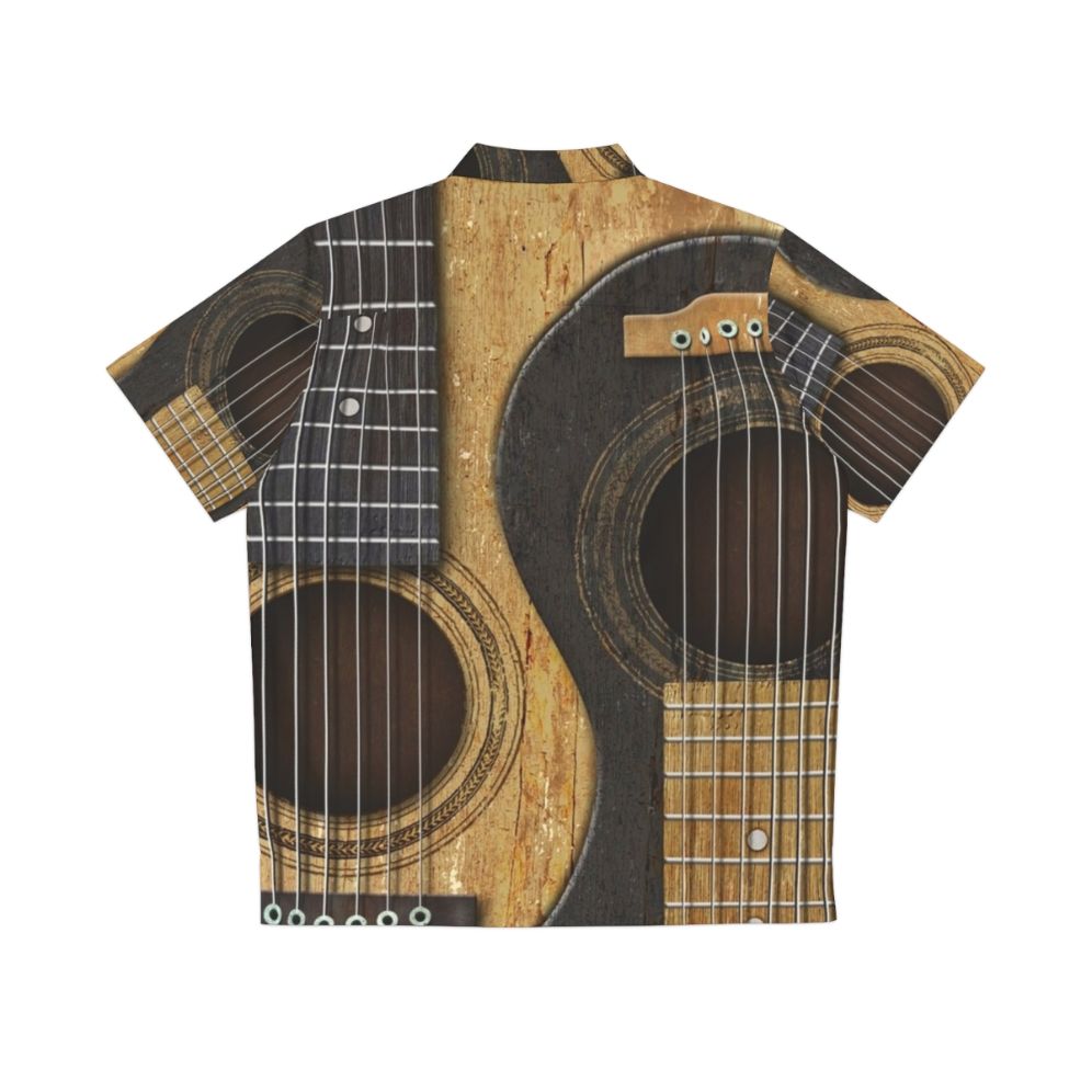 Vintage acoustic guitar with yin yang design on Hawaiian shirt - Back