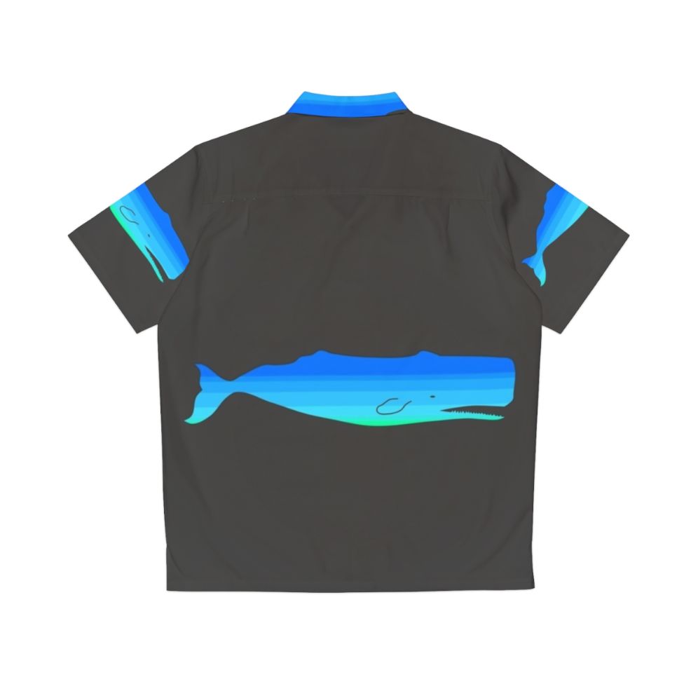 Blue whale Hawaiian shirt with abstract ocean and nature design - Back