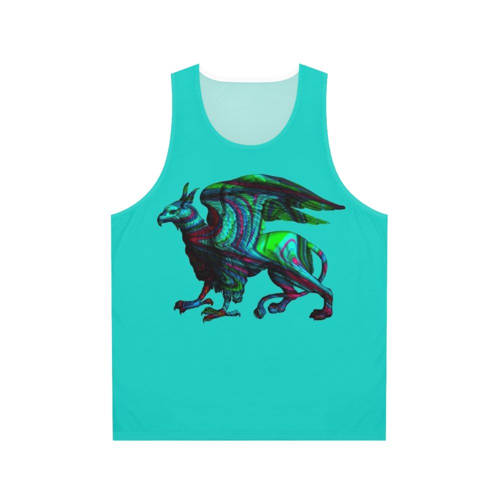 Colorful abstract griffin silhouette watercolor painting on unisex tank top