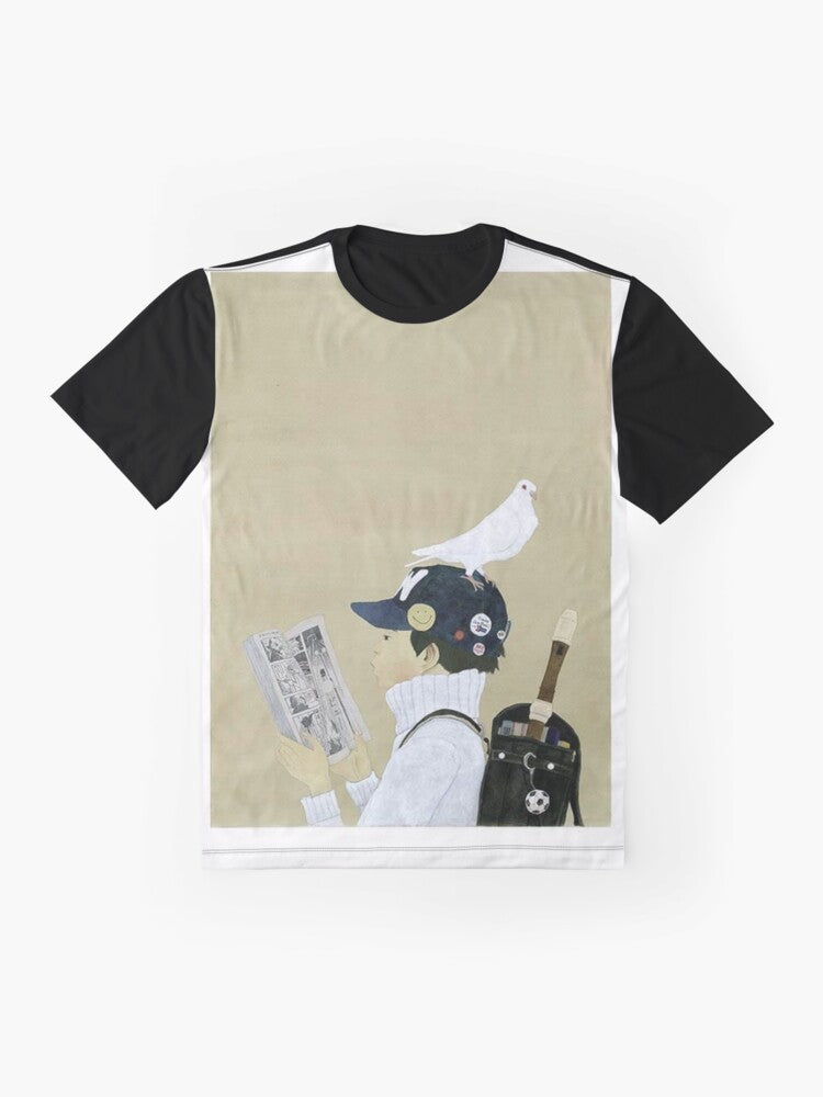 Taiyo Matsumoto illustration graphic t-shirt with vibrant pop art design - Flat lay