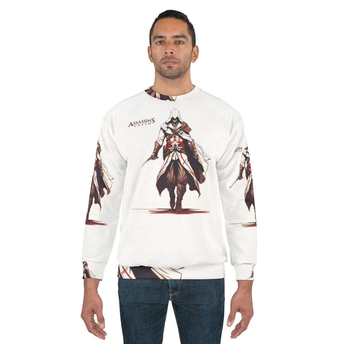 Assassin's Creed art inspired sweatshirt featuring mysterious warriors - men