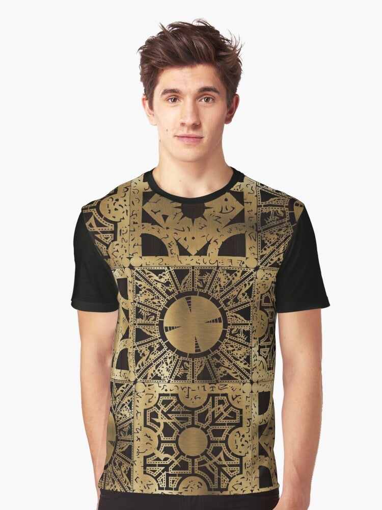 Hellraiser Lament Configuration Graphic T-Shirt featuring the iconic puzzle box and cenobites - Men