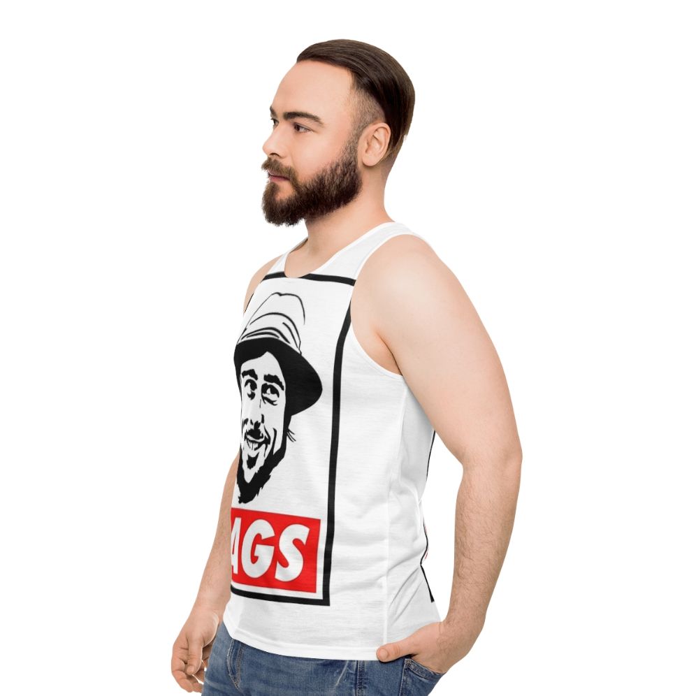 Unisex gypsy-style graphic tank top for dog lovers - men side