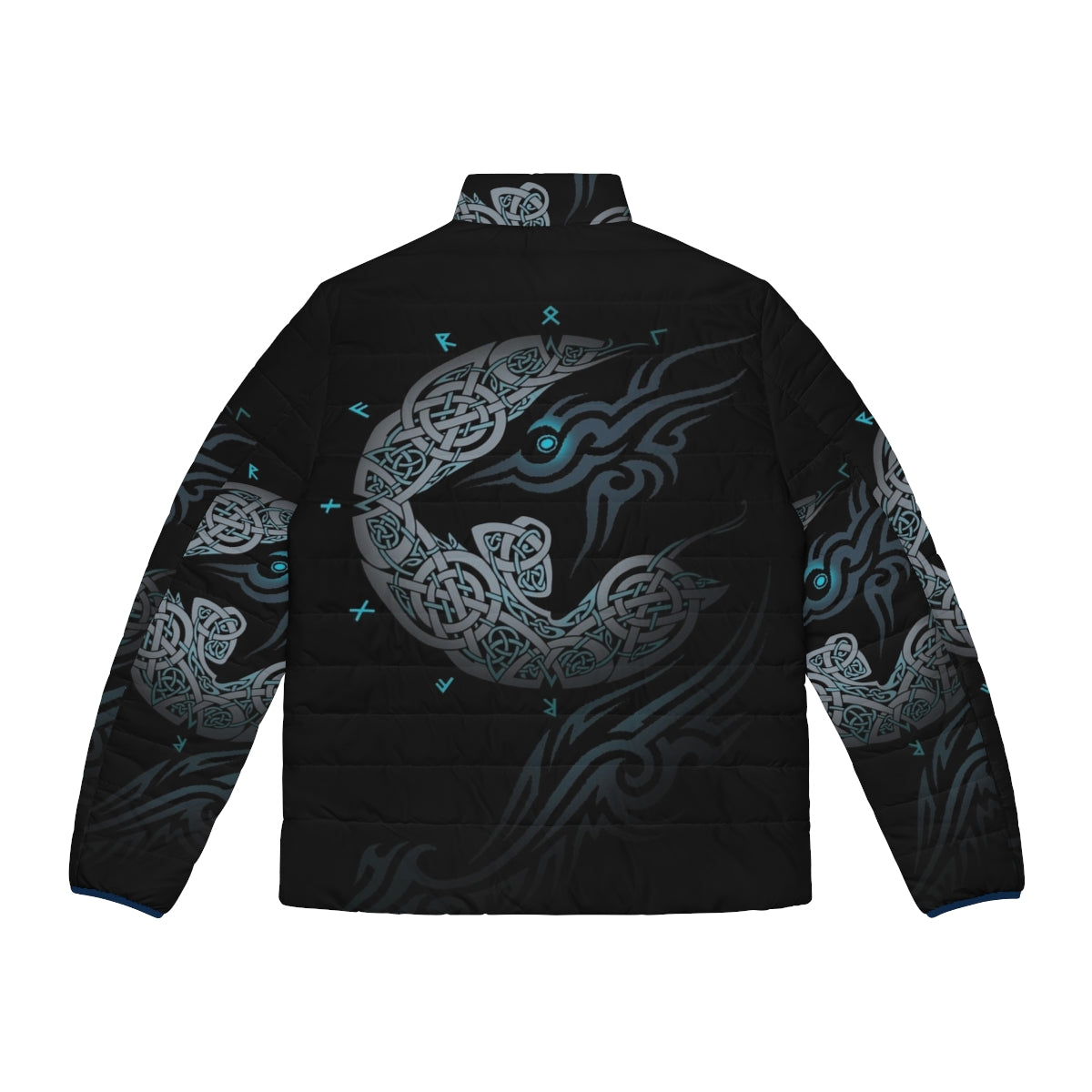 Ragnarok Moon Puffer Jacket with Celtic symbols and Nordic design - Back