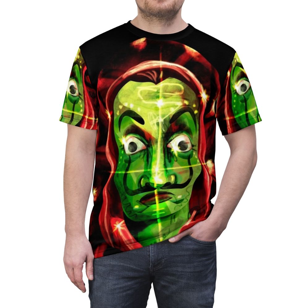 Money Heist inspired t-shirt with Salvador Dali mask design - men front