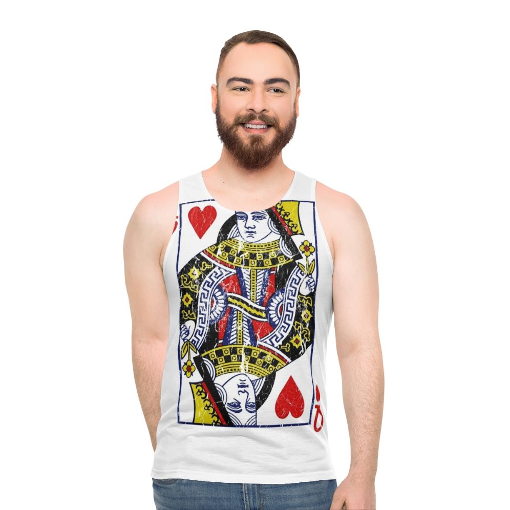 Queen of Hearts Playing Card Unisex Tank Top - men