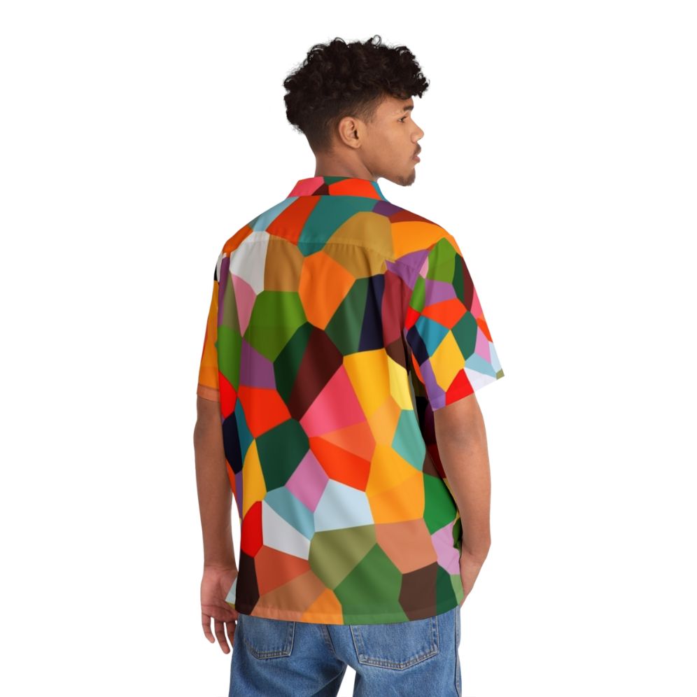 Voronoi Hawaiian Shirt featuring vibrant colors and patterns - People Back