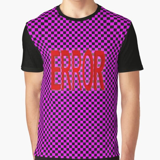 Graphic t-shirt featuring an "ERROR - MISSING TEXTURE" design inspired by video games and the Source engine