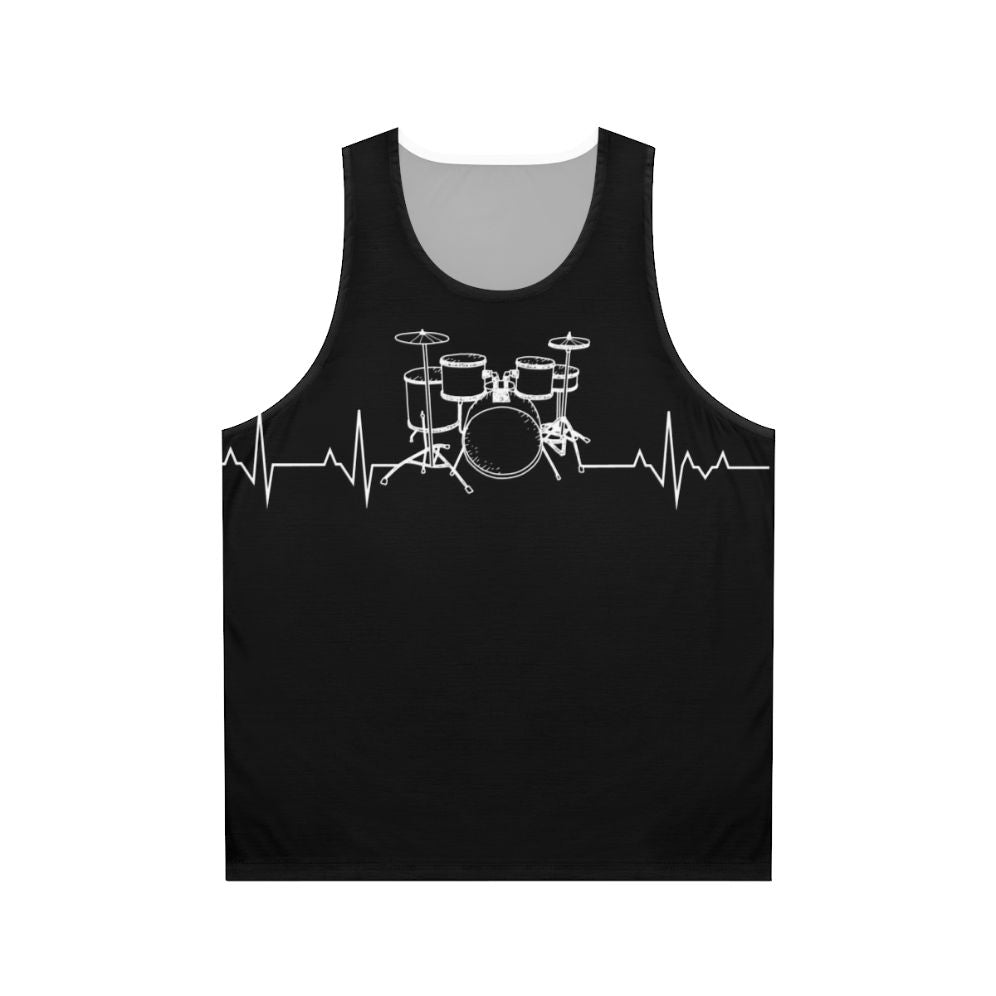 Unisex tank top with drums heartbeat graphic