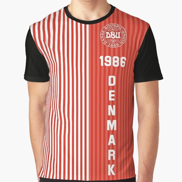 Retro Denmark 1986 World Cup Football Graphic T-Shirt