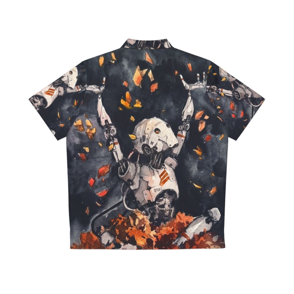 Autumn Fun Hawaiian Shirt with Sci-Fi Nature Watercolor Design - Back