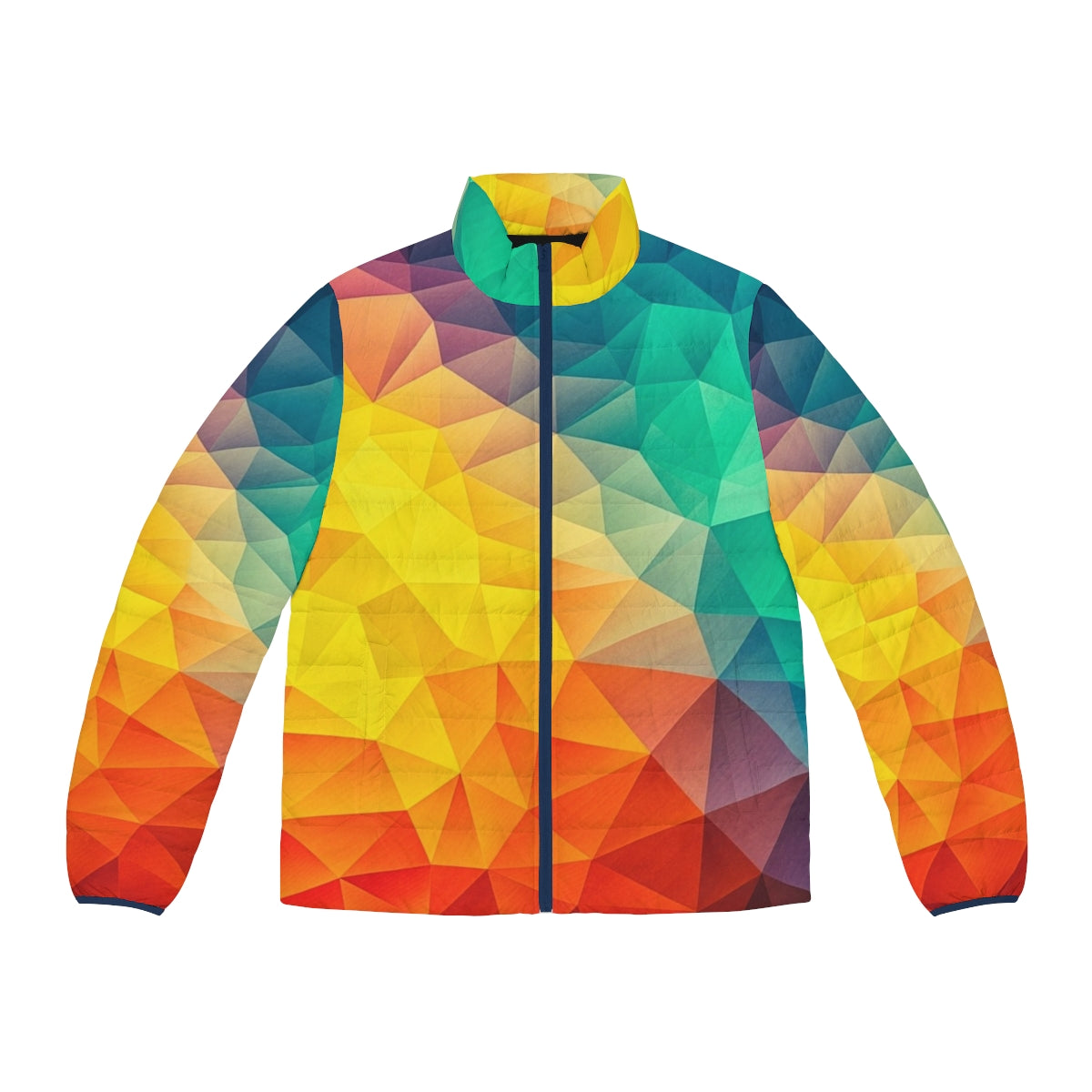 Colorful abstract geometric puffer jacket