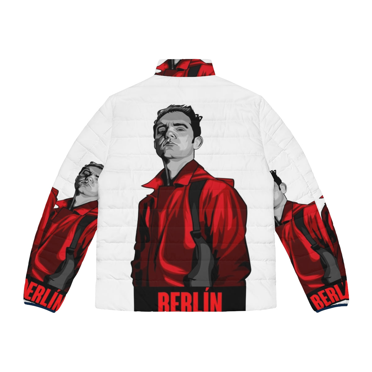 Berlin's Money Heist Puffer Jacket featuring iconic design elements from the show - Back