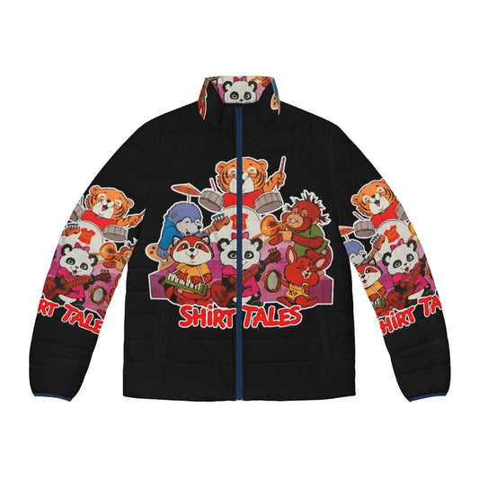 Retro 80s puffer jacket featuring Shirt Tales cartoon characters