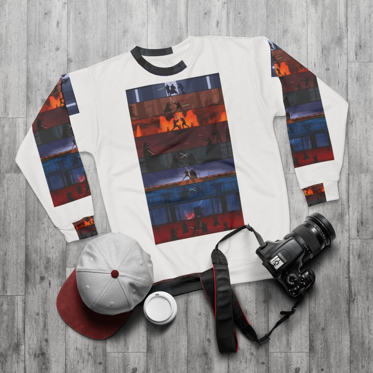 Star Wars Lightsaber Sweatshirt with Kylo Ren and Darth Vader - flat lay