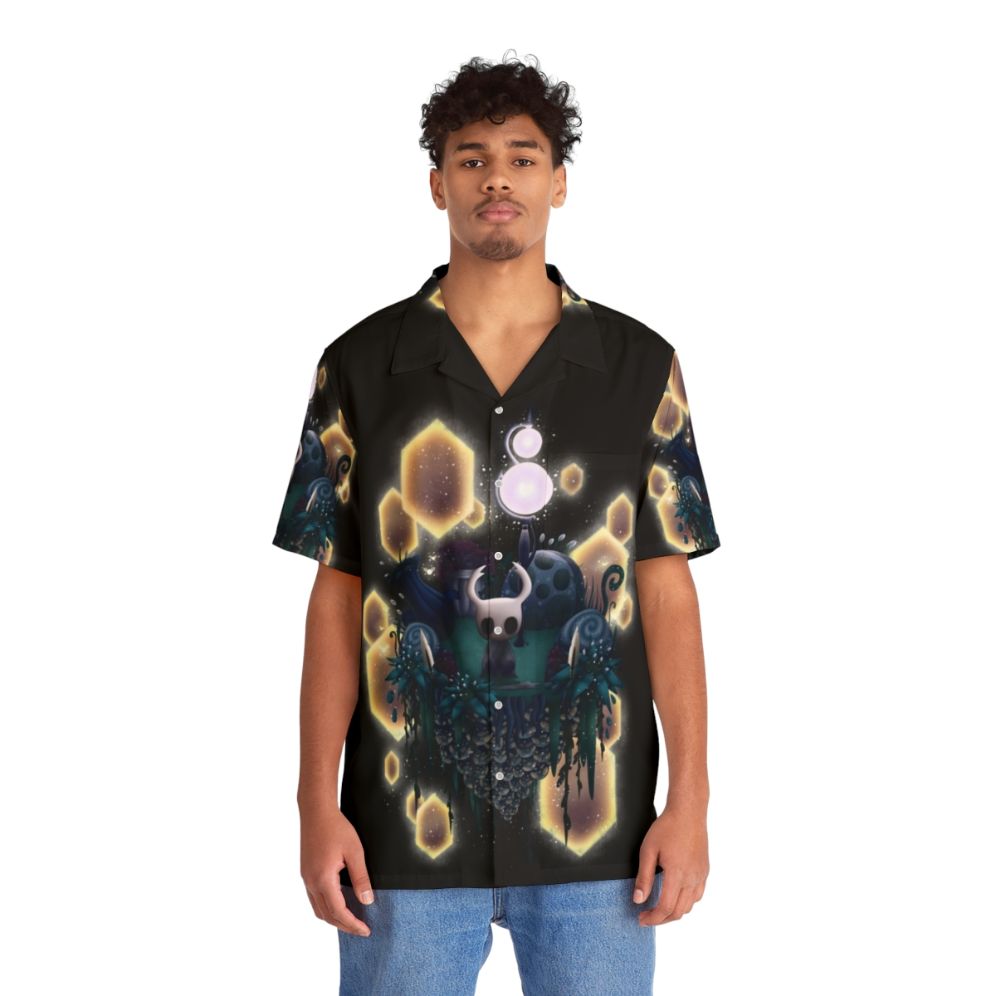 Hollow Knight Island Hawaiian Shirt featuring tropical pattern - People Front