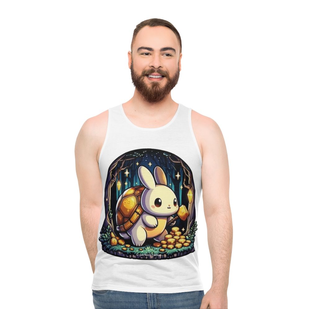 Legendary golden turtle rabbit fantasy animal graphic on unisex tank top - men