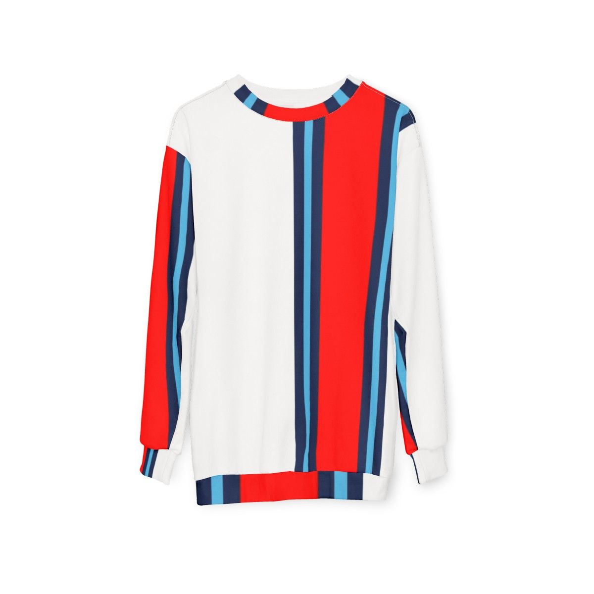 Martini Stripe Sweatshirt featuring minimalist motorsport design - hanging